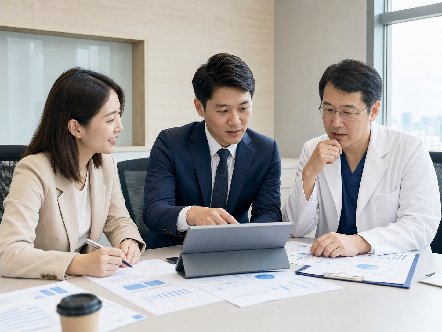 Taiwanese professionals reviewing market and post-marketing information